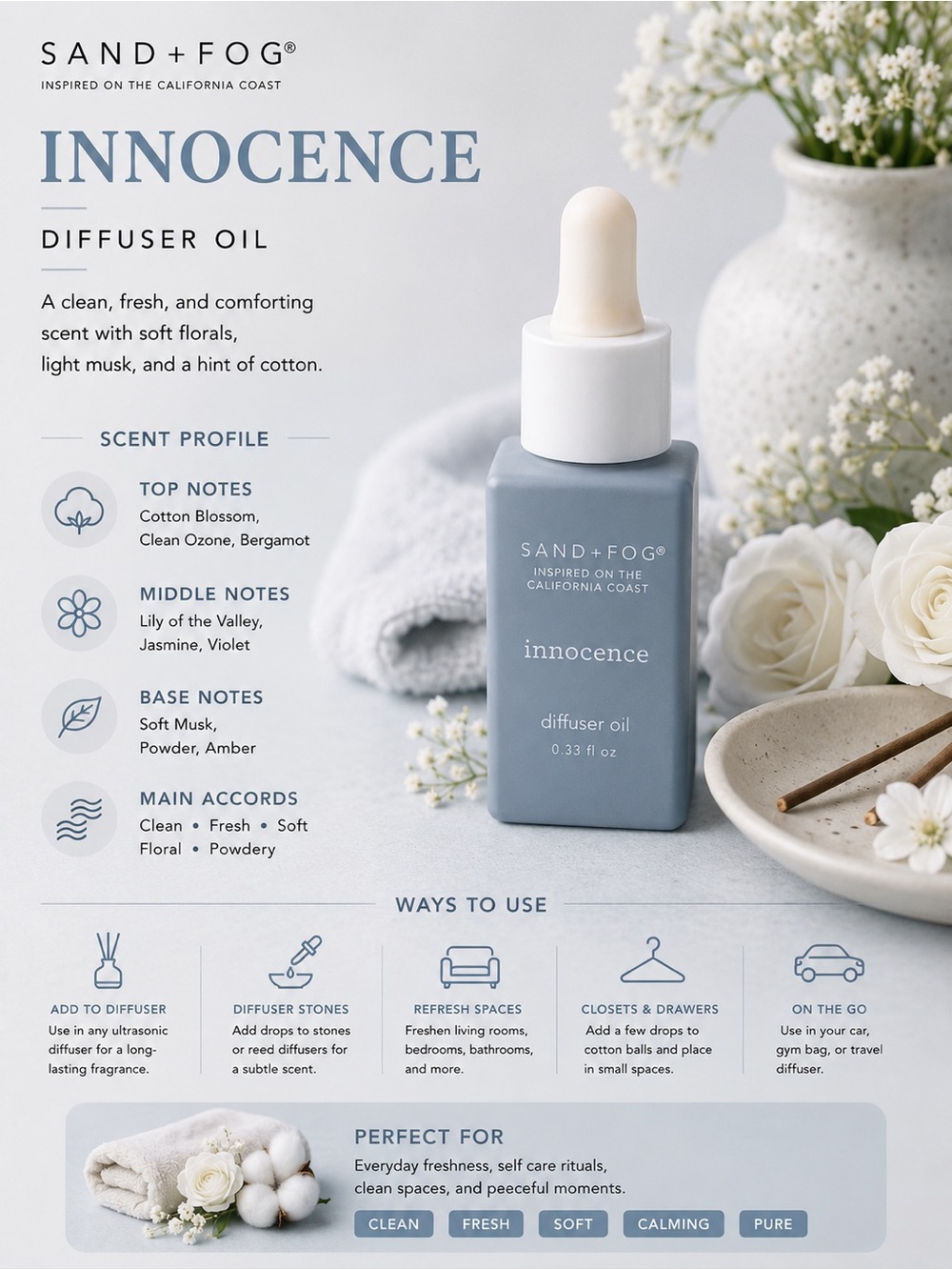 Sand + Fog® Innocence Diffuser Oil 0.33 fl oz